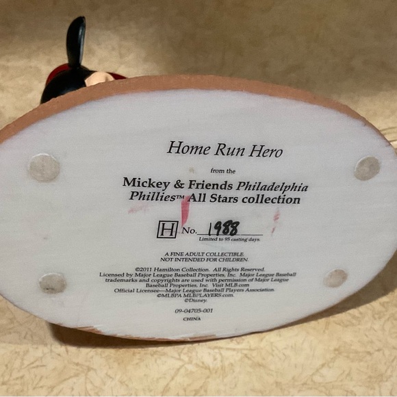 Hamilton Collection: Disney Mickey Mouse Philadelphia Phillies baseball figure. - Picture 5 of 5